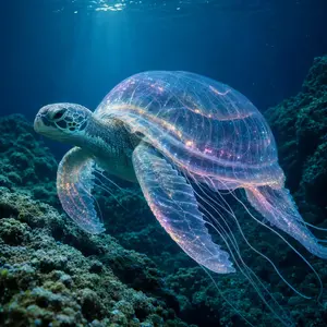 Jellyfish + Sea turtle